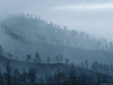Mountains Shrouded in Mist Near the Active Kawah Ijen Volcano