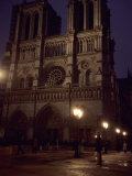 Notre Dame Cathedral on a Winter Evening  Paris  France