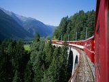 The Glacier Express Crosses a Bridge in Switzerland