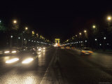 Traffic Along the Champs Elysees at Night  Paris  France