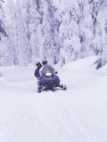 Snowmobiler at Big Mountain  Whitefish  Montana  USA