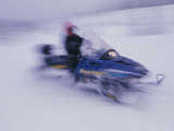 Snowmobiler at Big Mountain  Whitefish  Montana  USA