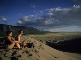 A Couple Enjoys Sunset Atop a Sand Dune  Great Sand Dunes National Park  Colorado