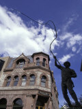 Bullwhacker Statue and Securities Building on Last Chance Gulch  Helena  Montana  USA
