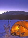 Winter Camping with Snowshoes  East Glacier  Montana  USA