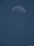 A Half Moon Visible on a Clear Day