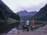 A Couple Stops to Admire the Maroon Bell Mountains on a Cloudy Day  Aspen  Colorado