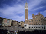 The Piazza Del Campo on a Summer Day with a Few Tourists Around  Siena  Tuscany  Italy