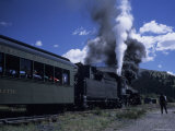 A Steam Engine Idles at a Station on a Summer Day  Cumbres Pass  Colorado