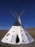 Tipi on Hiking Trail  Ulm Pishkun State Park  Montana  USA