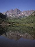 The Maroon Bells Look at Themselves in the Reflection of the Lake  Aspen  Colorado