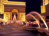 Paris Hotel and Casino Fountains in Front of L'Arc de Triumph Replica  Las Vegas  Nevada  USA