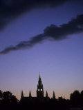 The Capitol Buildings Silhouetted against a Summer Sunset Sky  Vienna  Austria