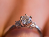 A Close-up View of a Diamond Engagement Ring