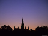 The Capitol Buildings Silhouetted against the Setting Sun  Vienna  Austria