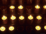 Votive Candles in a Church Symbolize Christian Prayers  Bavaria  Germany