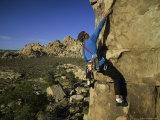Climber at Hidden Valley in Joshua Tree National Park  California