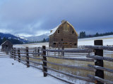 Old Barn with Winter Storm near Cle Elum  Washington  USA
