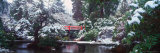 Snow Covered Bridge in the Kabota Garden  Seattle  Washington  USA
