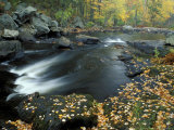 Autumn Leaves at Packers Falls on the Lamprey River  New Hampshire  USA