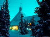 Timberline Lodge at Night in the Snow  Oregon Cascades  USA