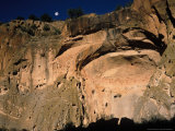Moonrise over Painted Cave  Pueblo Rock Art  Bandelier National Monument  New Mexico  USA