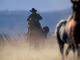 Cowboy Riding Horseback  Oregon  USA