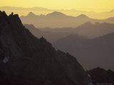 Mountain Ridge Silhouettes of the North Cascades  Washington  USA