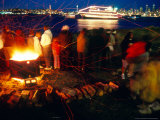 Christmas bonfire in West Seattle  Washington  USA