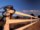 Coiled Barbed Wire and Red Barn  near Walla Walla  Washington  USA