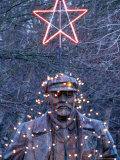 Christmas Lights on a Statue of Lenin  Seattle  Washington  USA