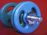 Green and Blue Plastic Dumbbells for Workout