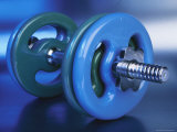 Green and Blue Plastic Dumbbells for Workout