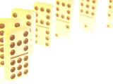 Line of Black and White Dominoes Against White Background