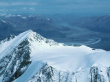 Picturesque View from Atop a Mountain Covered in Snow