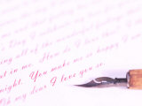 Old-Fashioned Fountain Pen Writing Romantic Love Letter