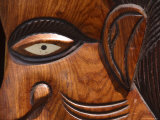 Close-up of an Abstract Engraved Wooden Face