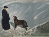 Priest from the Hospice on the St Bernard Pass with One of the Famous Rescue Dogs