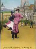 Lady Demonstrating for Womens Rights Has the Good Fortune to be Picked up by a Policeman