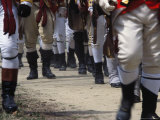 Red Coats Marching at Battle on Farm Road