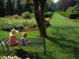 Little Girls on Bench in Garden  OH
