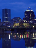 Buildings at Night with Light Reflections  Genessee