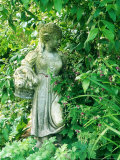 Female Statue with Basket Amongst Pelargonium (Geranium) X Monacense "Muldoon"