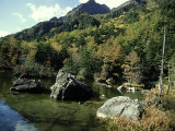 Autumn View of Hodaka Mountains Across Azusa River  Kamikochi  Japan