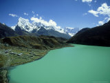 Gokyo Settlement and Lake with Cholatse and Tawoche in Background  Nepal