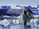 Icebergs Calved from Breidamerkurjokull Glacier Floating in Lake Jokulsarlon  Iceland