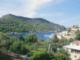 Kefalonia  View Over the Village of Assos to the Bay and Peninsula Hill  Remains of Venetion Castle