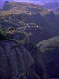Looking Down at Climbers on Mountain Top  Madagascar