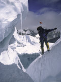 Climber Scaling the Khumbu Ice Fall  Nepal