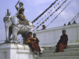 Children by Elephant Sculpture  Nepal